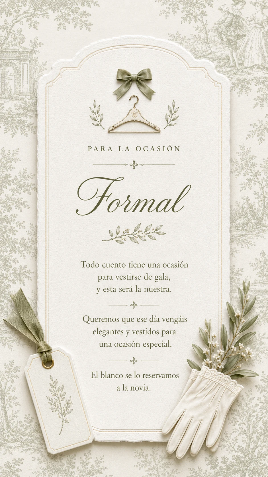 Para la ocasión. Dress code formal.